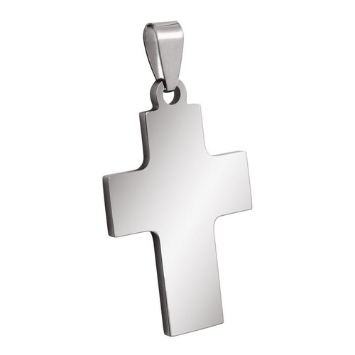 PENDENTIF D'ACIER CROIX 23x37mm