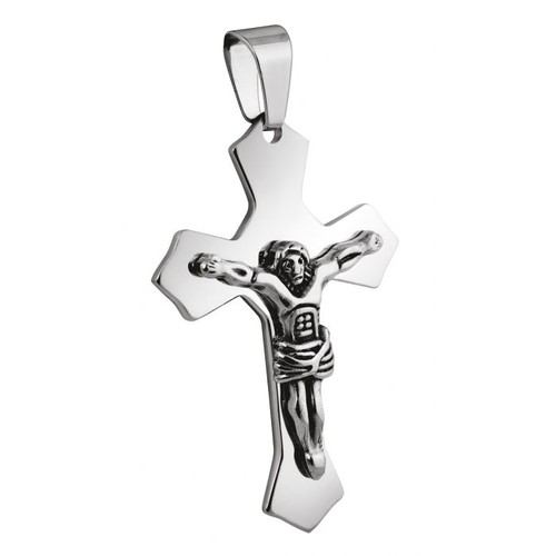 PENDENTIF CROIX GRANDE ACIER 22x50mm
