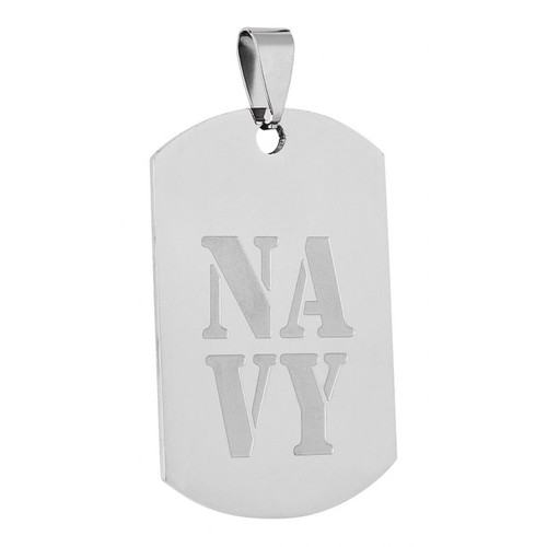 PENDENTIF ACIER NAVY - 25x45 mm