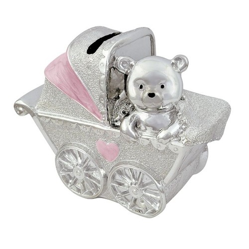 TIRELIRE POUSSETTE ROSE H80 MM