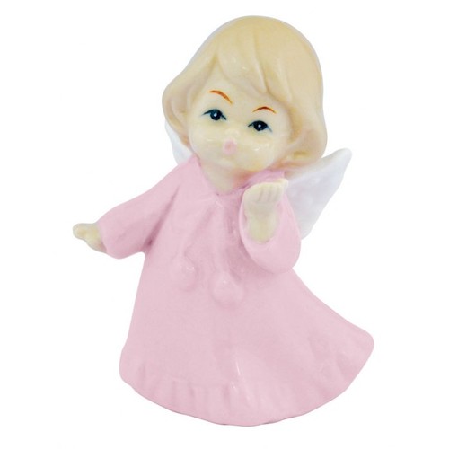 ANGELET EN CÉRAMIQUE ROSE 5.7*4.2*7.3