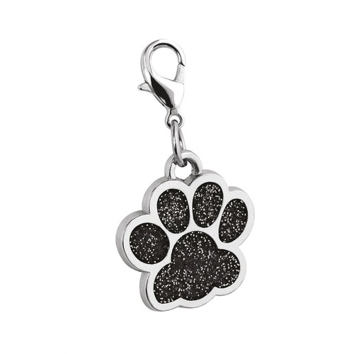 PENDENTIF PATTE GLITTER NOIR - D=25 mm