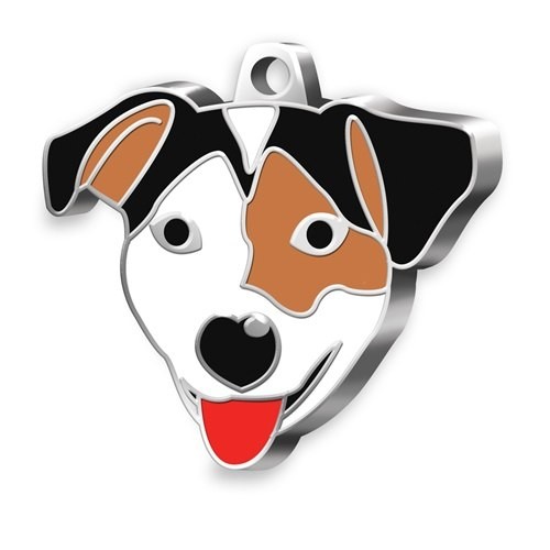 MEDAILLE CHIEN JACK RUSSELL BLANC/MARR.