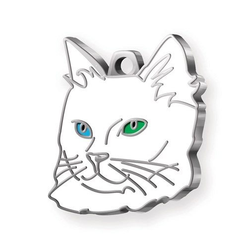 MEDAILLE CHAT VAN YEUX VERTS ET BLEUS