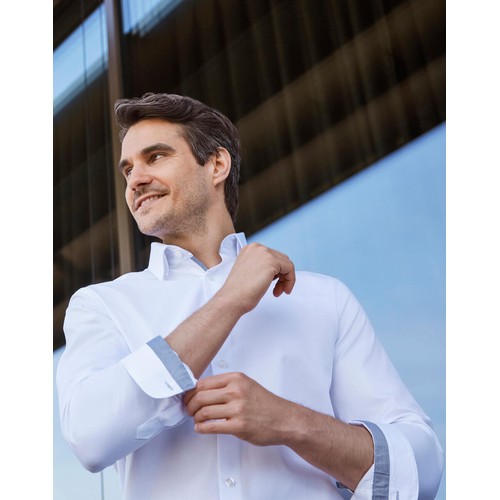 Tailored Contrast Herringbone Shirt LS thumbnail 6