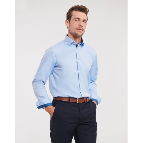 Tailored Contrast Herringbone Shirt LS thumbnail 8