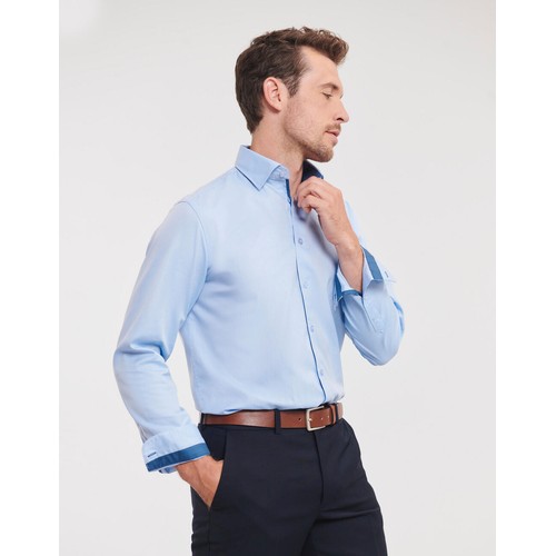 Tailored Contrast Herringbone Shirt LS thumbnail 7