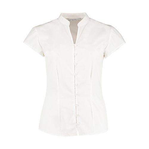 Women`s Tailored Fit Mandarin Collar Blouse SSL - 6