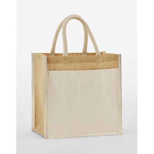 Cotton Pocket Natural Starched Jute Midi Tote thumbnail 7