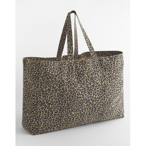 Leopard Print Canvas Oversized Tote Bag - 1