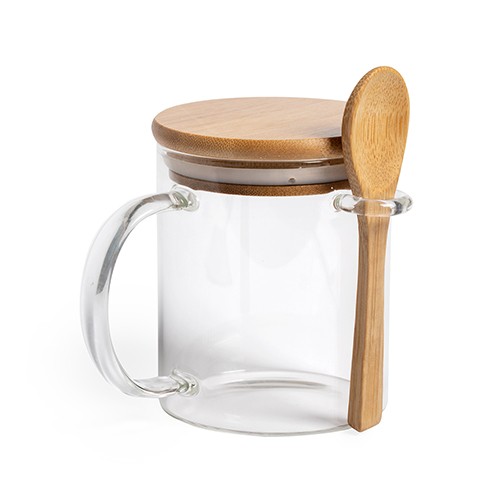 TAZA DE VIDRIO Y BAMBÚ 420ML CASSIBILE