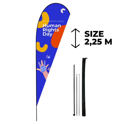 Drapeau en forme de goutte d'eau personnalisable.  Mirzam, Claps!, MoOodMaker, Lausanne