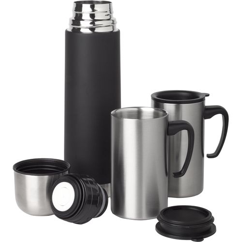 Set de termo y 2 tazas de acero inox Frieda