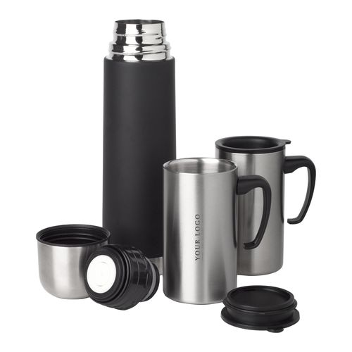 Set de termo y 2 tazas de acero inox Frieda