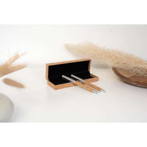 Parure de stylo bille et roller en liège Elmer - 8