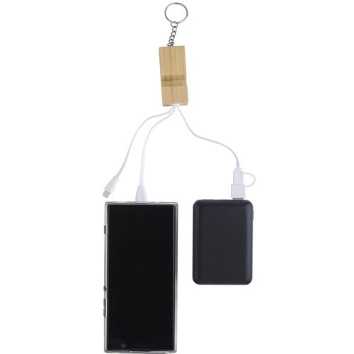 Porte-clés câble de charge en bambou Sutton - 4