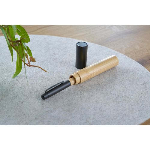 Stylo bille twist en acier inoxydable et bambou Anke - 9