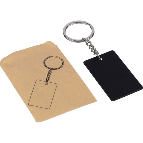 Porte-clés rectangulaire en acier inoxydable recyclé Jax - 6