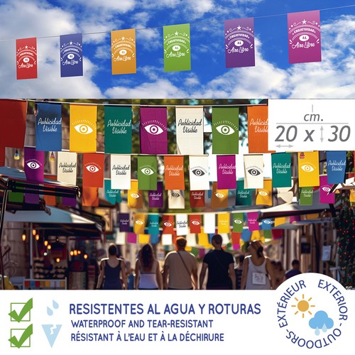 Guirlandes en papier polyester – fanions rectangulaires (pour l'extérieur) - 1