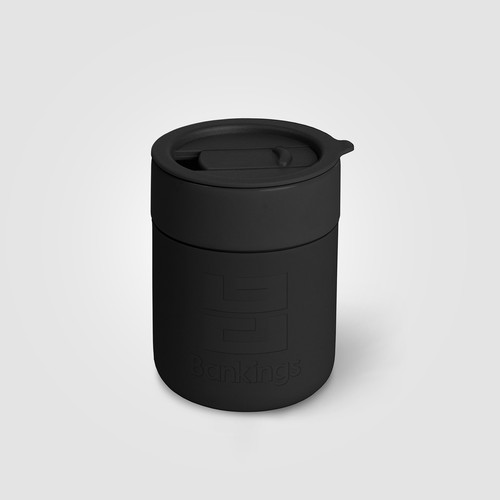 Obsidian - Mug en Céramique et Silicone Mat de 295 ml avec Couvercle - 1