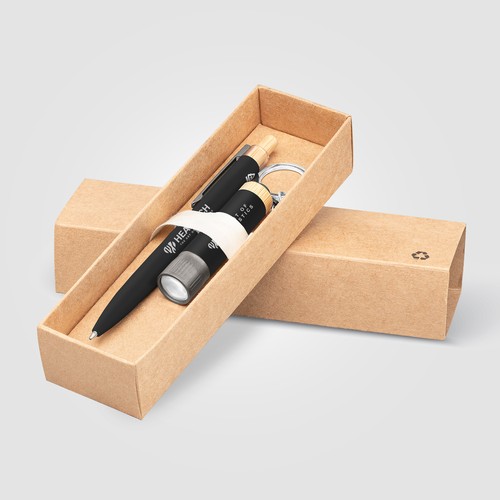 Coffret cadeau Reborn, stylo et lampe torche, aluminium recyclé avec accents en bambou - 1