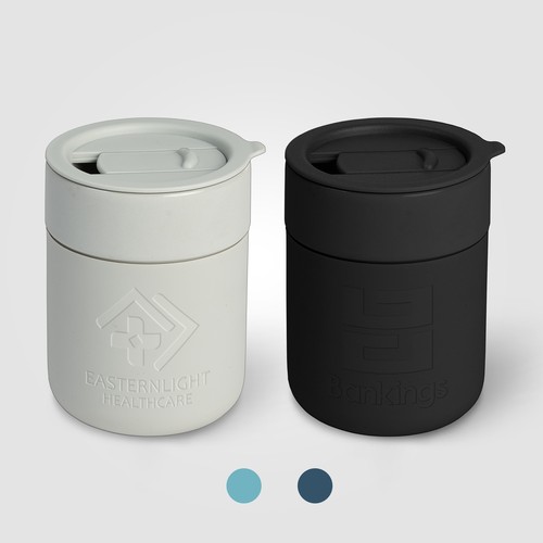 Obsidian - Mug en Céramique et Silicone Mat de 295 ml avec Couvercle