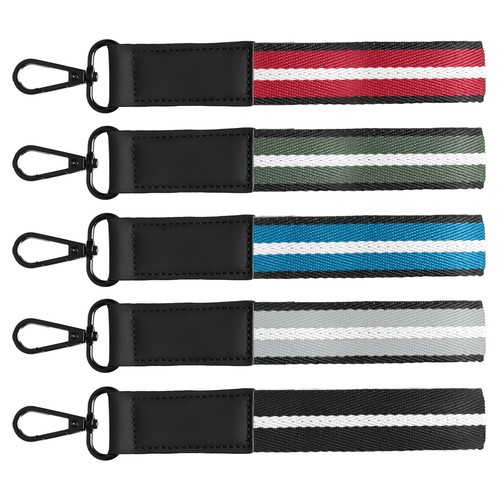 Porte-clés Newport en rPET tissé motif chevron avec mousqueton à pression – 19 × 2,5 cm