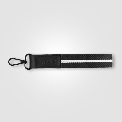 Porte-clés Newport en rPET tissé motif chevron avec mousqueton à pression – 19 × 2,5 cm