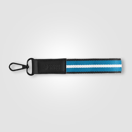 Porte-clés Newport en rPET tissé motif chevron avec mousqueton à pression – 19 × 2,5 cm