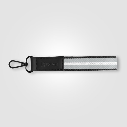 Porte-clés Newport en rPET tissé motif chevron avec mousqueton à pression – 19 × 2,5 cm