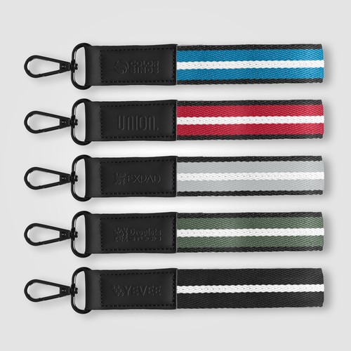 Porte-clés Newport en rPET tissé motif chevron avec mousqueton à pression – 19 × 2,5 cm