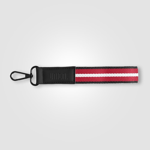 Porte-clés Newport en rPET tissé motif chevron avec mousqueton à pression – 19 × 2,5 cm