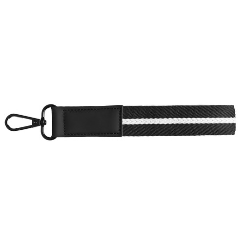 Porte-clés Newport en rPET tissé motif chevron avec mousqueton à pression – 19 × 2,5 cm