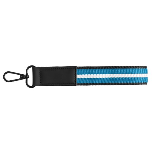 Porte-clés Newport en rPET tissé motif chevron avec mousqueton à pression – 19 × 2,5 cm
