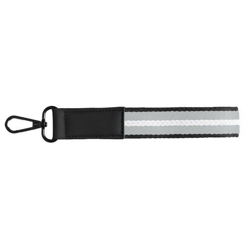 Porte-clés Newport en rPET tissé motif chevron avec mousqueton à pression – 19 × 2,5 cm