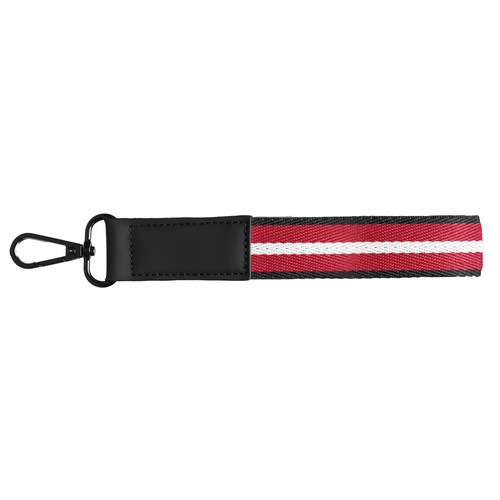 Porte-clés Newport en rPET tissé motif chevron avec mousqueton à pression – 19 × 2,5 cm