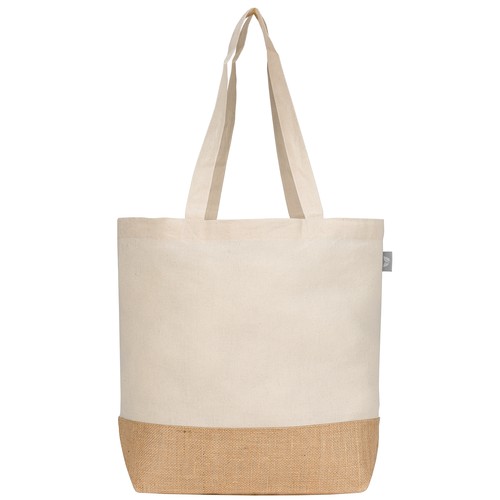 Rio™ Shopper Tote Bag - en 140 gsm de Coton Recyclé et Fibre de Jute Naturelle
