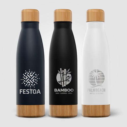 Ibiza Bamboo - 650 ml Bouteille en acier inoxydable à double paroi