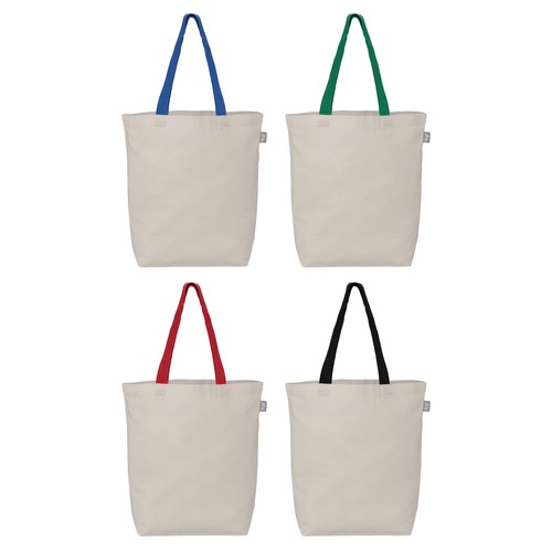 Sac shopping Tonga Essentials en coton recyclé de 142 g/m² avec anses colorées – 11 L