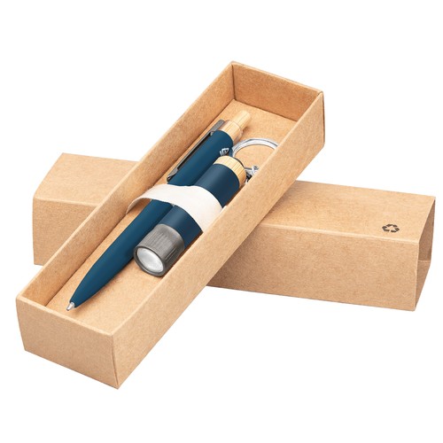 Coffret cadeau Reborn, stylo et lampe torche, aluminium recyclé avec accents en bambou
