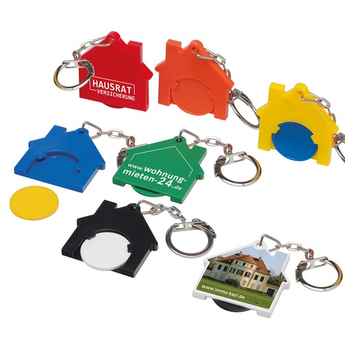 Porte-clés jeton1€ "Maison" personnalisé