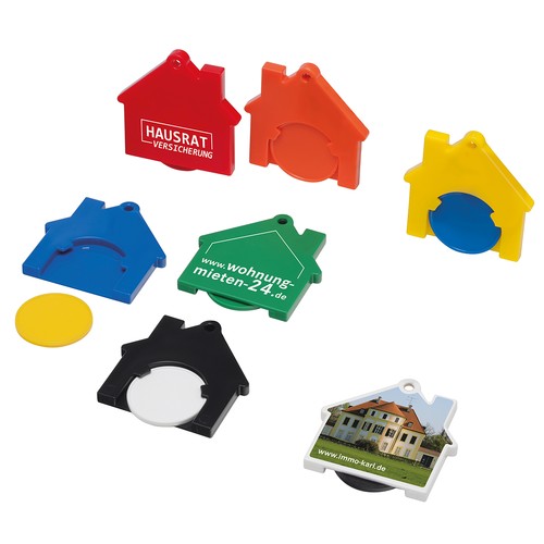 Porte-clés jeton1€ "maison" personnalisé