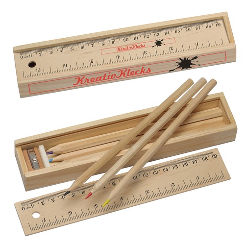 Ensemble de crayons de couleur dans une boîte en bois - 1