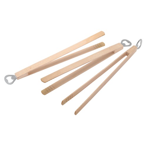 Pince à griller en bois avec décapsuleur - 2