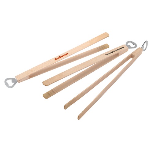 Pince à griller en bois avec décapsuleur - 1