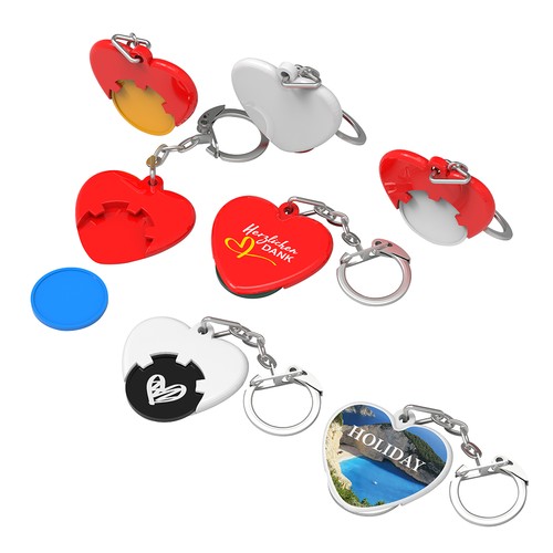 Porte-clés jeton 1€ personnalisé "cœur