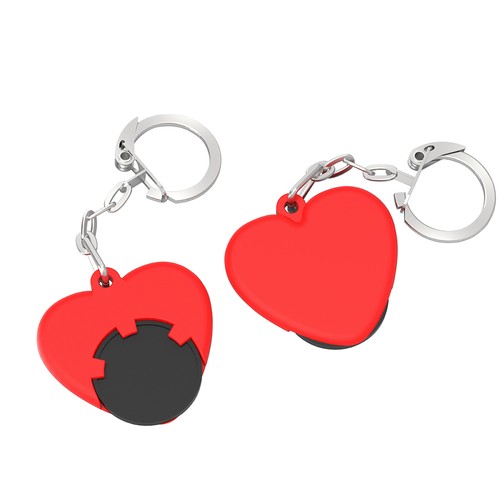 Porte-clés jeton 1€ "cœur" - 2