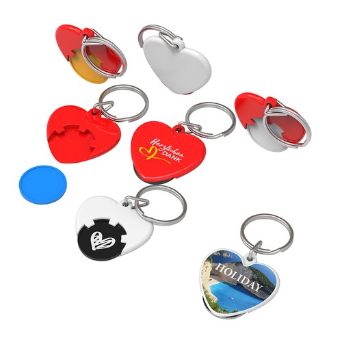 Porte-clés jeton 1€ "cœur" personnalisé