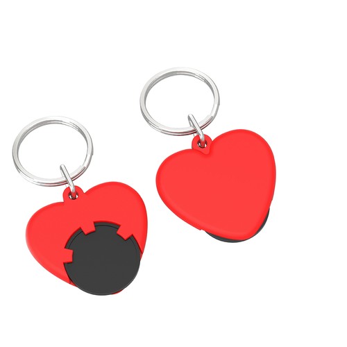 Porte-clés jeton 1€ "cœur" - 2