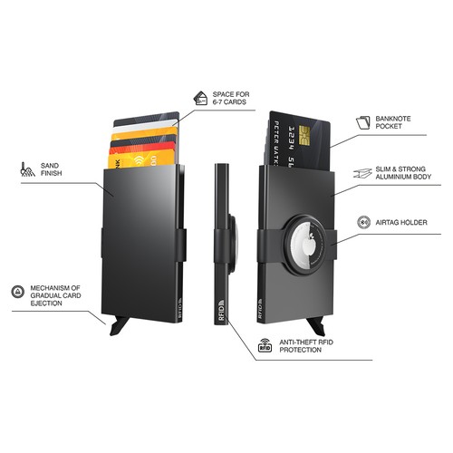 Étui pour cartes de crédit RFID avec support pour AirTag thumbnail 13